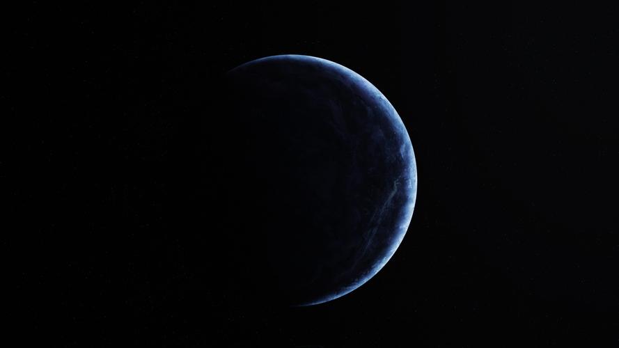 半边蓝色地球4k纯黑简约宇宙壁纸