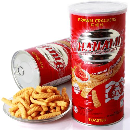 泰国进口 hanami卡乐美虾条110g原味 罐装办公室休闲膨化零食品