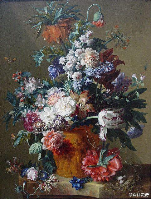 著名花卉画家jan van huysum(1682-1749)在欧洲声望很高,其画作也被