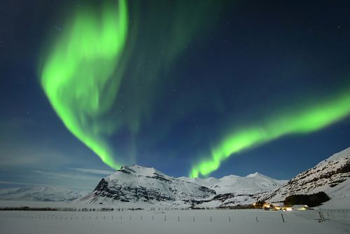冰岛,冬季,天空,山,极光,雪,大自然,照片,1280x854