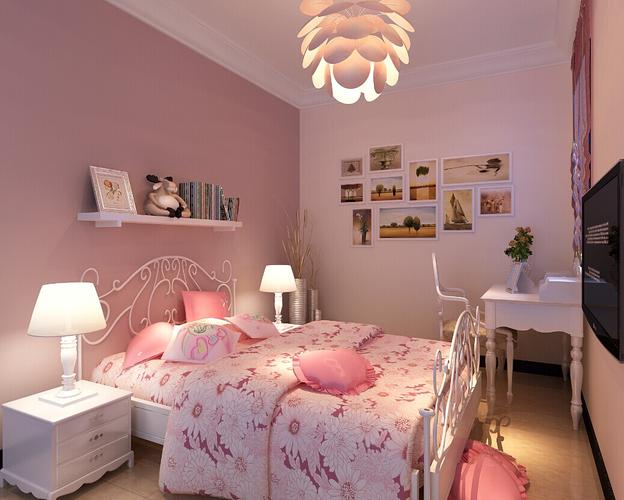 业主家是一个可爱的小女孩,所以打造的是浪漫粉色系的公主小卧室的