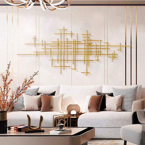简约沙发背景墙面装饰轻奢壁挂客厅金色铁艺茶室挂件线条挂饰品