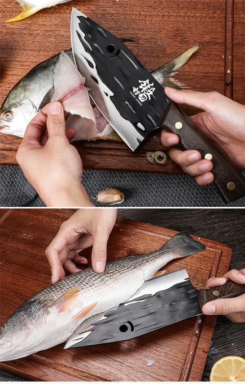 锻打多功能鱼刀卖鱼专用刀杀鱼片刀商用切开鱼肚刀菜刀剔肉剔骨刀