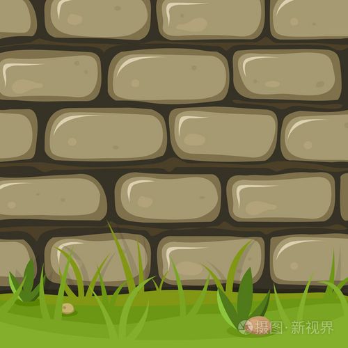 卡通农村石头砌的墙插画-正版商用图片066gkb-摄图新视界