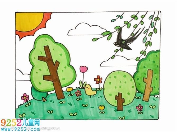 春天的图片景色画 小学生手抄报素材 - 9252儿童网