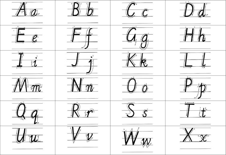 小学英语26个字母标准手写体 数字描红田字格 学生英语 英文四线三格