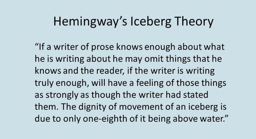 海明威在他的纪实性作品《午后之死》中提到:"冰山运动之雄伟壮观,是