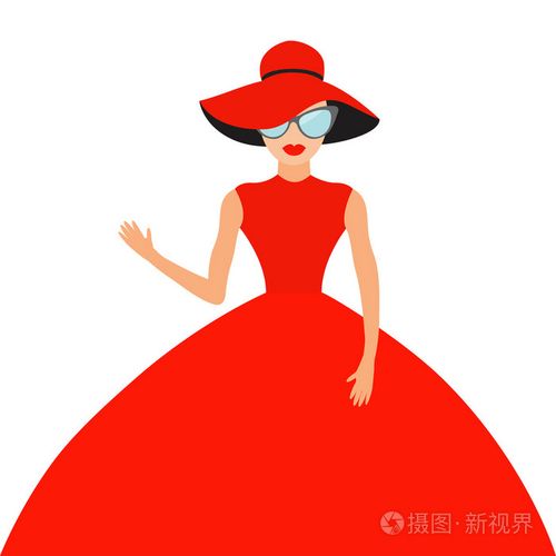 优雅的红裙子的女人