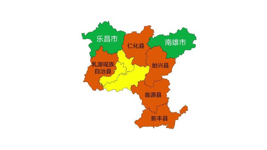 地图看岭南名郡,广东韶关3区7县(市)