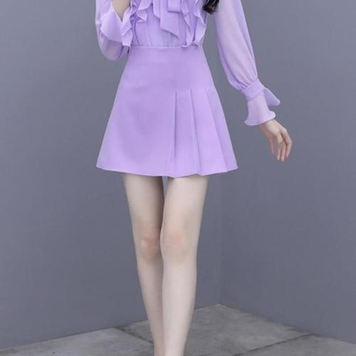 2020新款气质显瘦女神范雪纺半身裙女紫色色系半身裙
