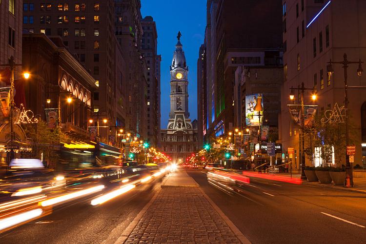 费城,街道,夜晚,宾夕法尼亚,美国_高清图片_全景视觉