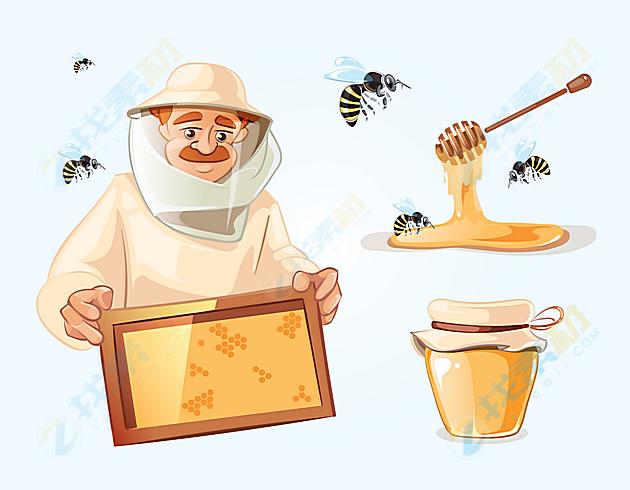 趣味卡通养蜂人图像矢量素材下载