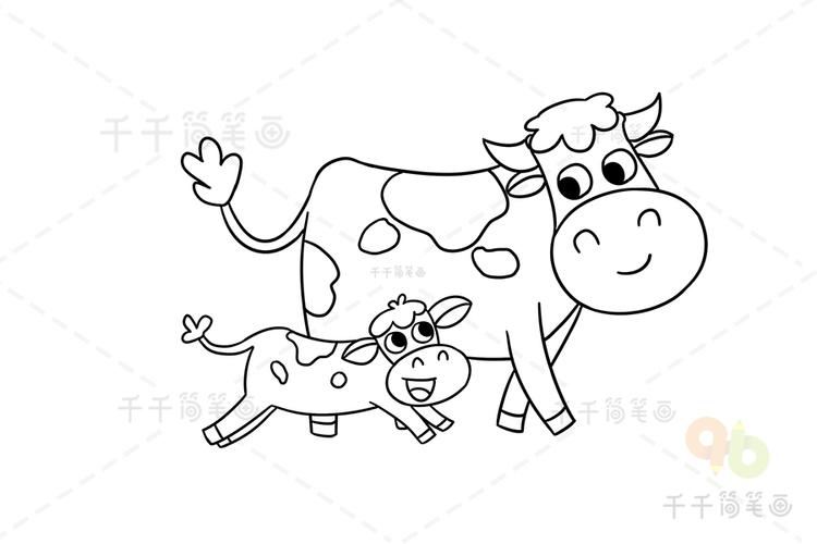 奶牛简笔画幼儿亲子绘画