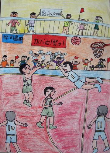 《欢乐篮球赛》/少儿绘画作品/儿童画/网络美术馆_中国少儿美术教育网