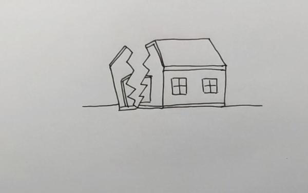 儿童画地震怎么画简单画倒塌的房子