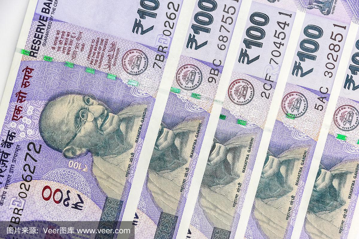 印度100卢比纸币.