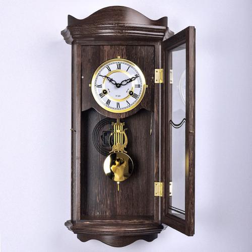 古典北极星机械挂钟实木报时时钟客厅摆钟全铜挂钟