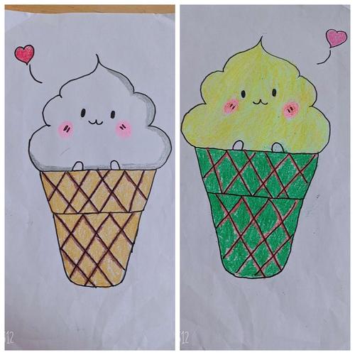 小班美术画《美味的冰淇淋》