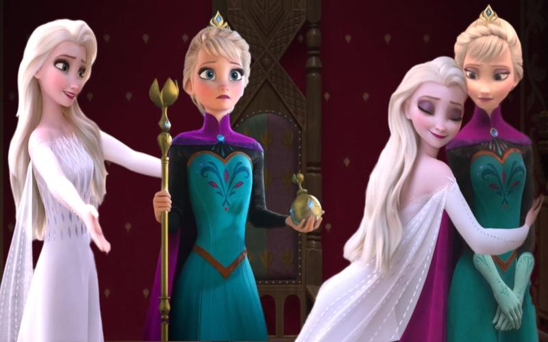 冰雪奇缘穿越系列之仙女装艾莎遇到了加冕中的艾莎