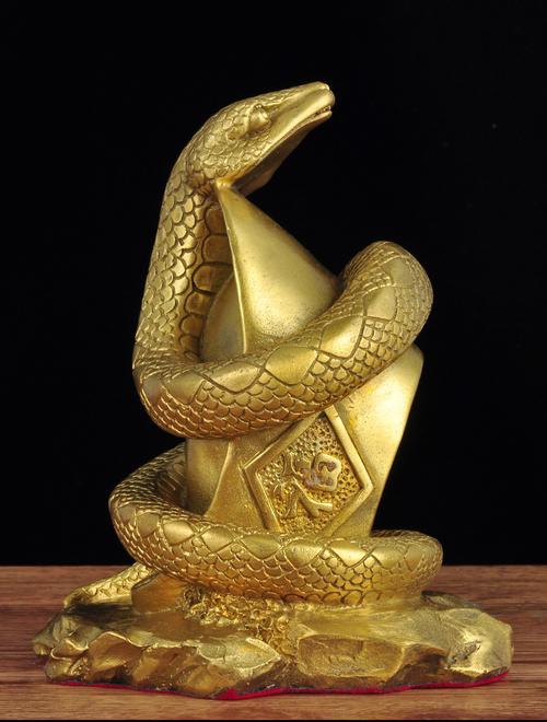 全铜蛇摆件十二生肖蛇吉祥物家居客厅玄关装饰工艺品乔迁新居礼品蛇雄