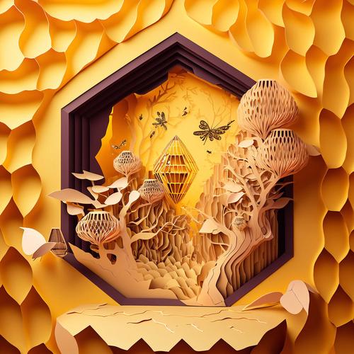 中式剪纸艺术蜂巢