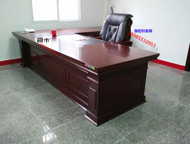木皮油漆大班台董事长办公桌经理桌木皮文件柜3.2米木皮大班台