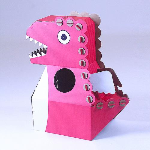 恐龙纸箱玩具可穿戴纸壳纸盒模型幼儿园儿童手工制作diy纸皮纸板乖乖