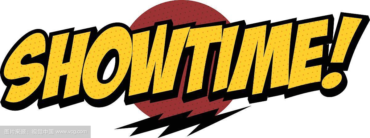 showtime word text with thunder greeting