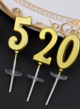 20个金色数字生日蛋糕插件独立蜡烛
