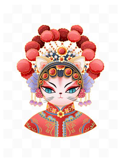 猫1981094117中国传统戏曲京剧人物花旦手绘卡通原创元素109416030