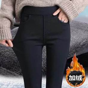 女外穿冬季 保暖棉裤 子 新款 高腰显瘦紧身黑色小脚裤 加绒加厚打底