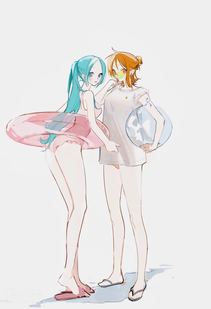 海贼王# 画师ぬまた新作品:夏日泳装的娜美和薇薇.