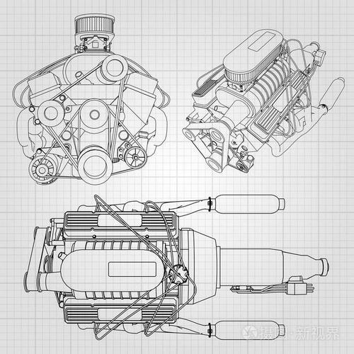 一组的几种类型的强大的汽车引擎.