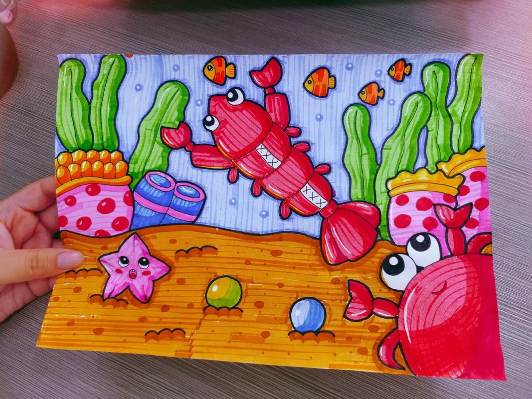 《海底世界》 龙虾02螃蟹02鱼96海星 临摹作品 #画画17 - 抖