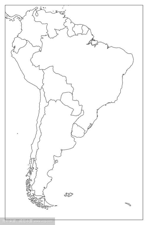 南美空白的政治地图.简单的平面矢量轮廓图