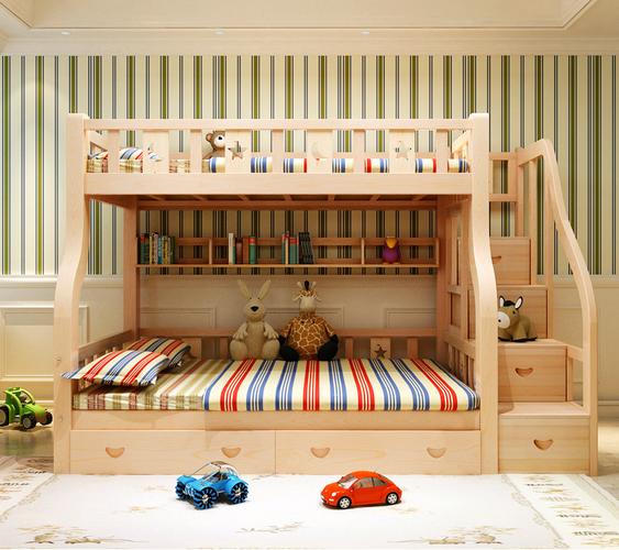 上下铺双层实木床儿童床定制韩式梯柜高低组合子母床环保卧室床