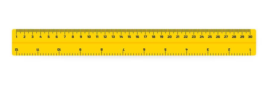 测量向量木尺子30厘米与阴影查出在白色.测量工具.学校用品.