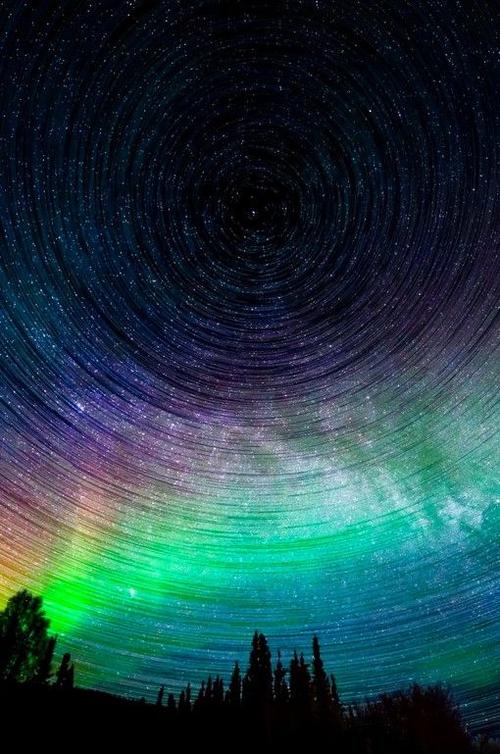 星空星轨唯美长曝光摄影图片