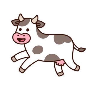 怎么画卡通牛可爱的卡通跑牛画.滑稽的母牛跳跃, 向量例证照片