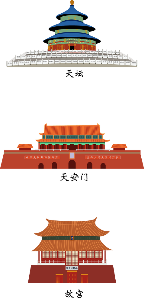 北京地标性建筑插画