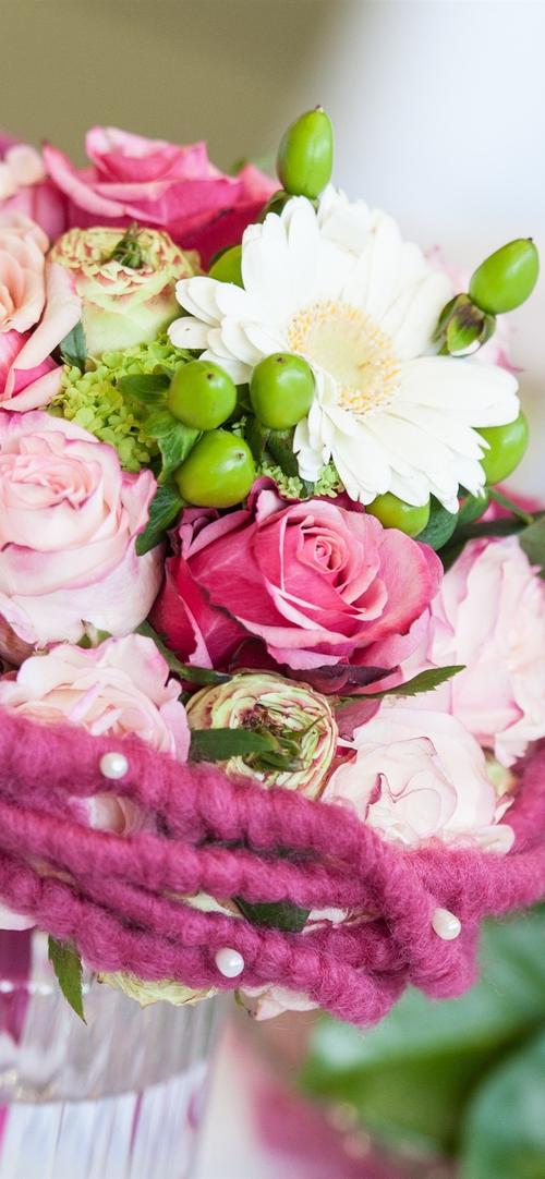 花束,鲜花,花瓶,玫瑰,雏菊 4k