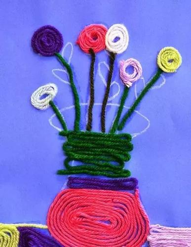 「毛线手工」幼儿园旧毛线创意手工,孩子能把它做成画!