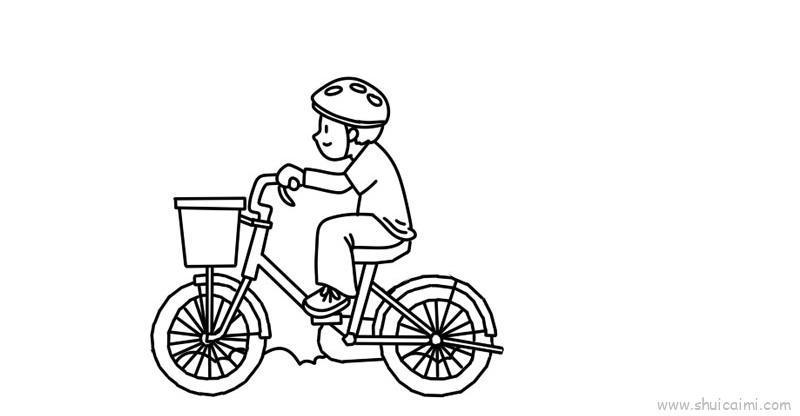 人骑在自行车上简笔画