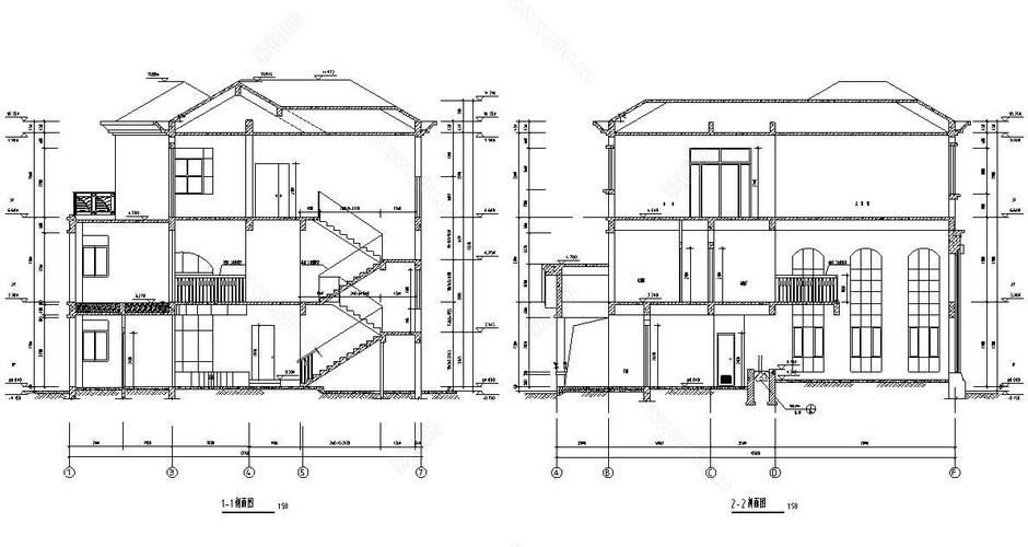 欧陆风格3层独栋别墅建筑施工图