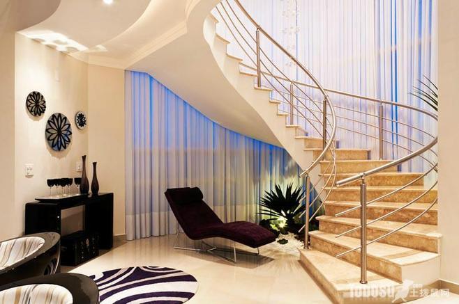 别墅室内装修效果图大全2013图片之客厅楼梯—土拨鼠装饰设计门户1