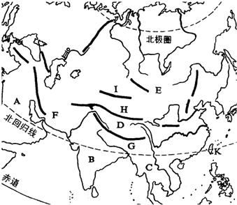 读亚洲地形略图,回答下列问题:(1)亚欧分界是乌拉尔山,乌拉尔山河