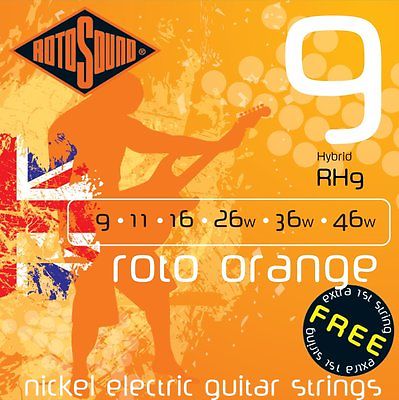rotosound rh9 orange super light hybrid electric guitar strings