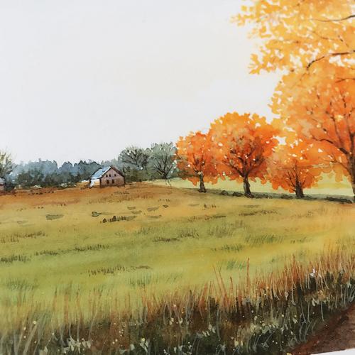 【米蒂风景水彩】秋天的美景～ | mitty_爱画画的米蒂 - 原创作品