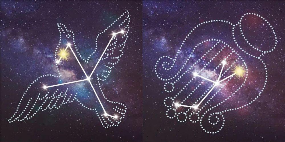 是使用牛郎星所在的天鹰座和织女星所在的天琴座的星象图制作的星图卡