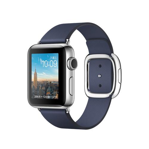 watch series 2 不锈钢表壳搭配午夜蓝色现代风扣式表带 智能手表